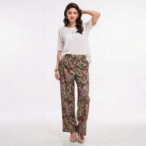 Meadows Floral Tapestry Green Pink Trousers - Size 2